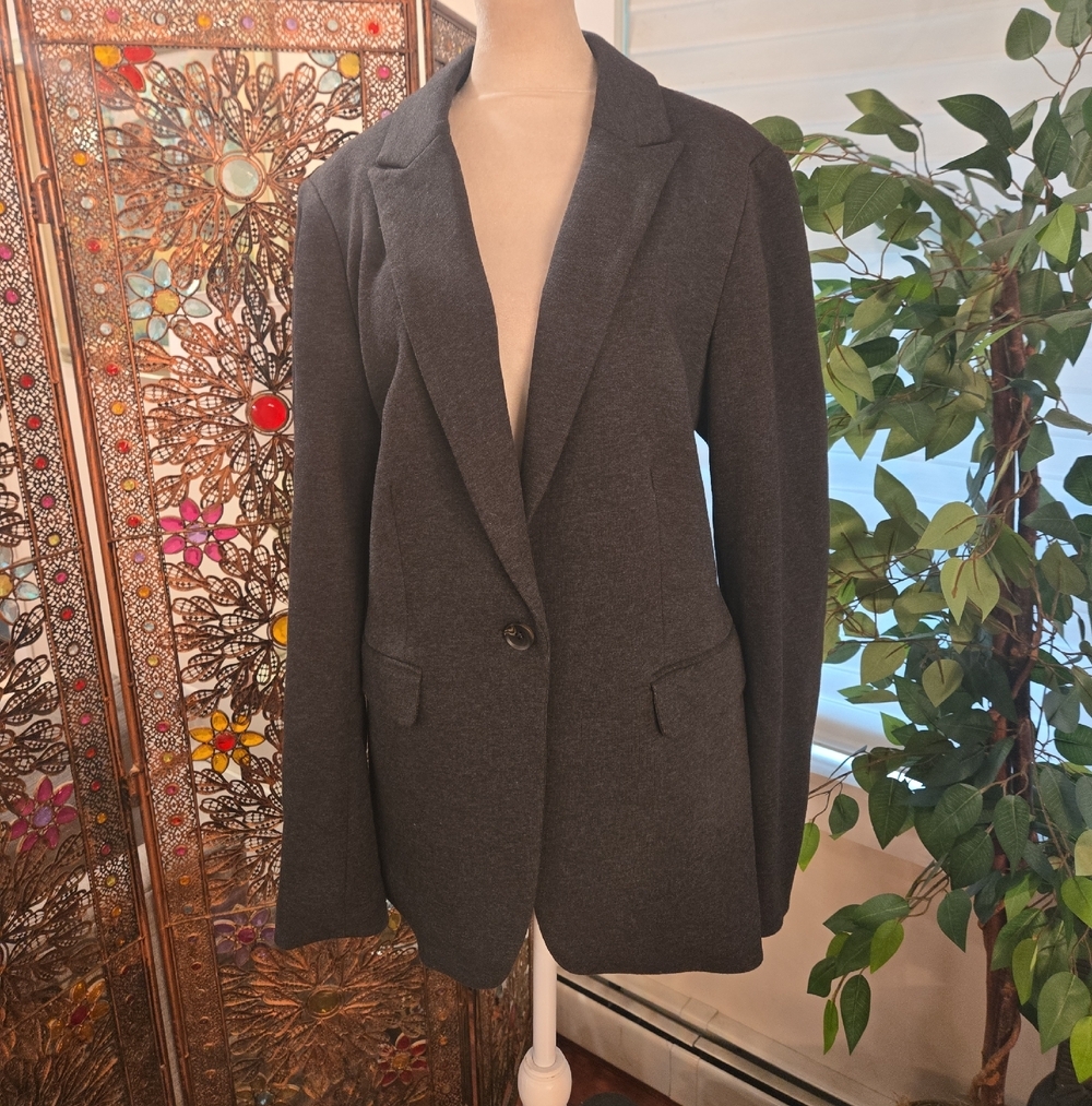 Boden Womens Cotton Preppy Classic Gray Blazer Single Breasted Size 12